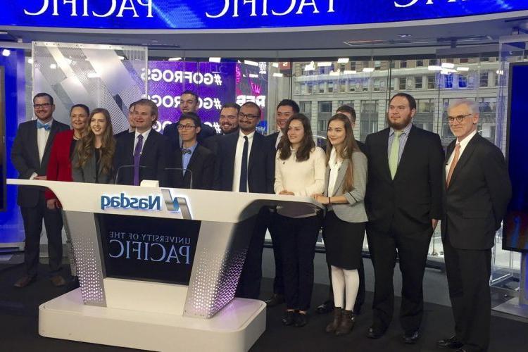 Eberhardt School of Business students visit NASDAQ during a spring trip to New York in 2017.